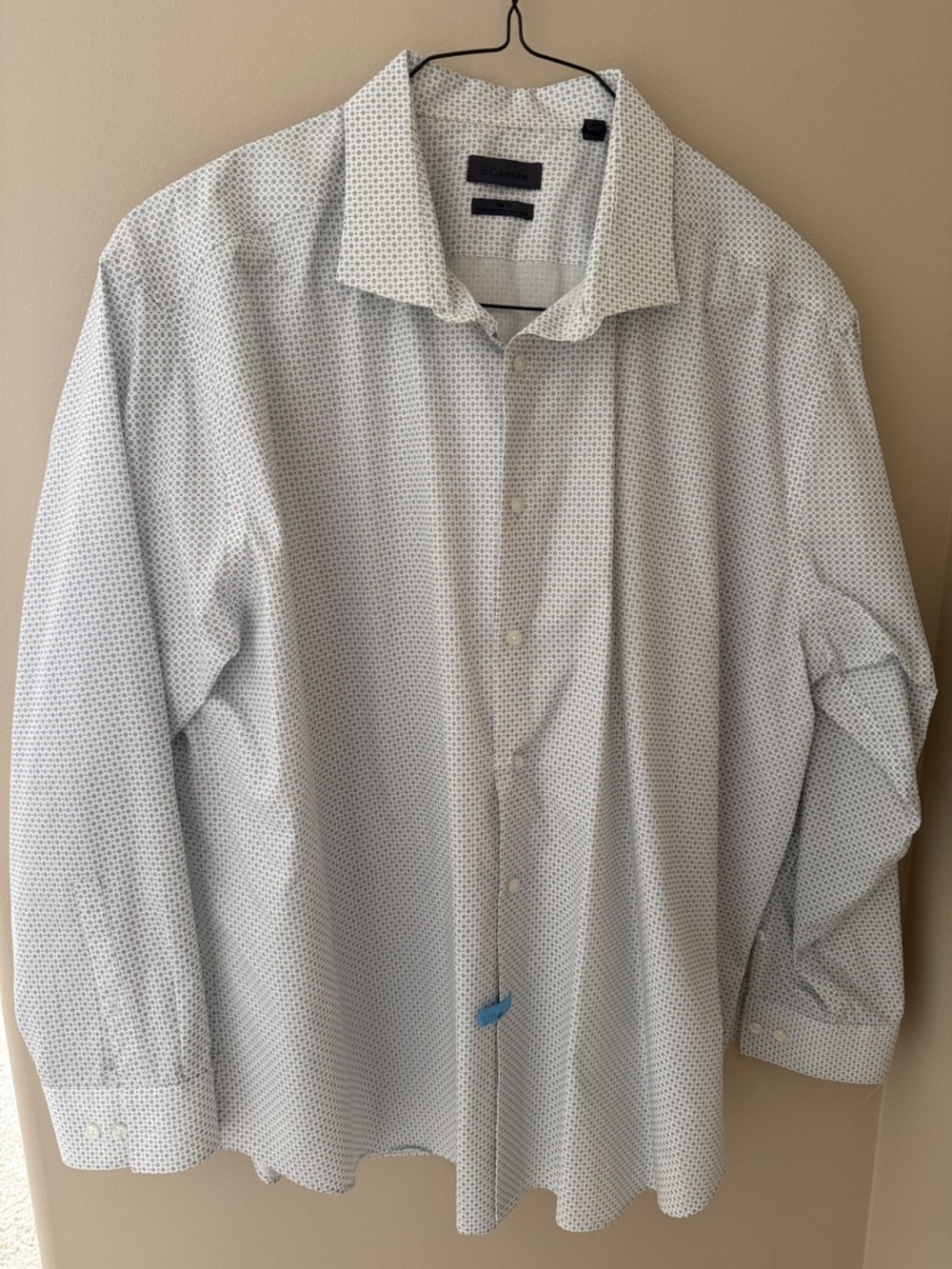 Calvin Klein Light Gray Micro-Pattern Dress Shirt